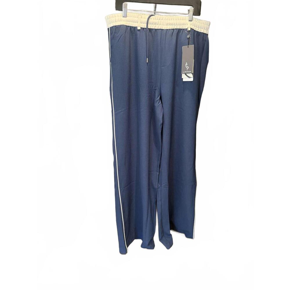NEW A. PUTNAM women's sport twill pull on trouser in blue multi
